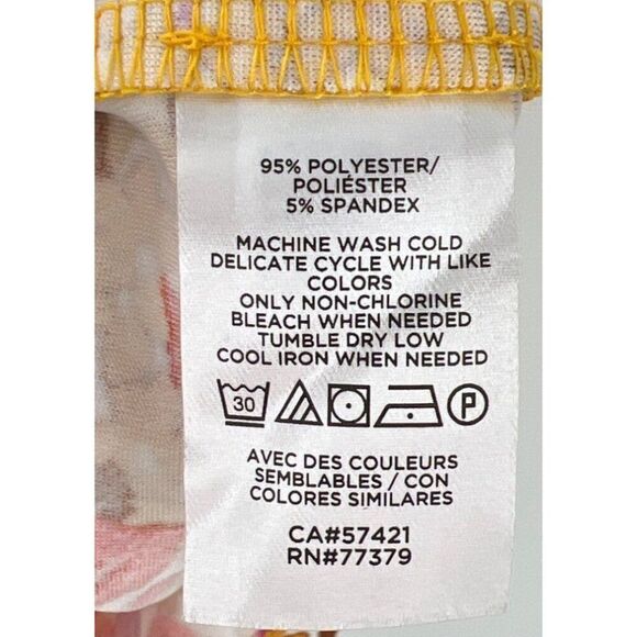 Ann Taylor XS Floral V-Neck Blouse Retro Short Sleeve Yellow Pink New - Picture 8 of 8